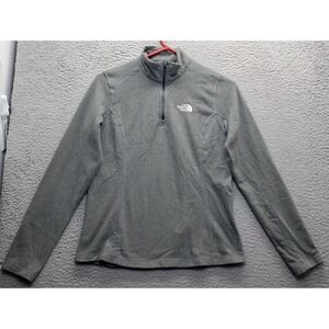 The North Face Sweatshirt Womens Small Gray Fleece Regular Mock Neck Quarter Zip